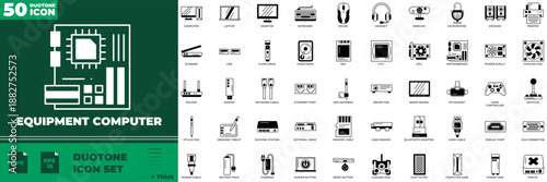 Equipment Computer Duotone Editable Icons set