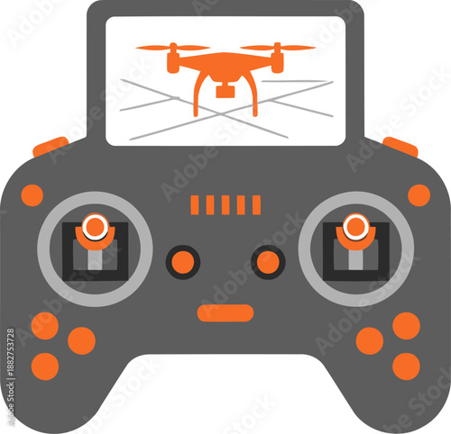 A modern drone control system with a remote controller and drone display. Clean, graphic design. Ideal for tech, drone, and control themes.