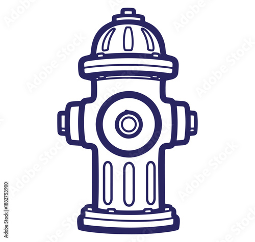 Blue outline illustration of a classic fire hydrant for emergency safety applications