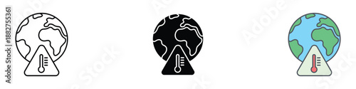 Global warming icon vector. threat of rising temperatures on planet earth symbol. vector illustration.