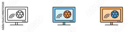 Soccer Live Match on TV icon vector. live sports symbol. vector illustration.
