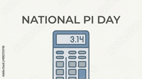 National Pi Day Celebration with Calculator Displaying 3.14.