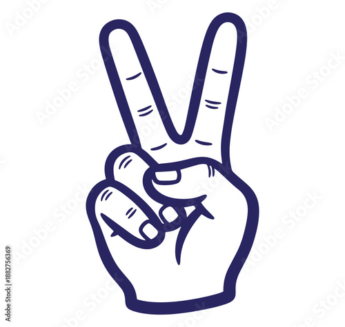 Hand making the peace sign symbol gesture representing victory or the number two