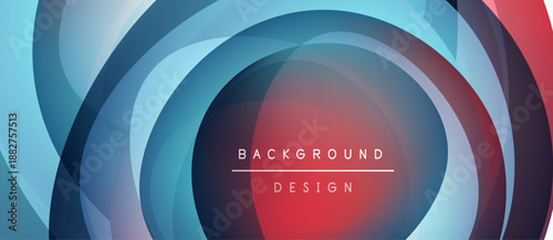Abstract layered circles create dynamic visual effect. Blue, red hues blend, forming tunnel illusion. Text reads background design.