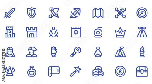 Military and war line icons set. Vector collection of army symbols including tank, weapon, drone, soldier gear, explosion, and peace signs. Simple outline style isolated on white background.