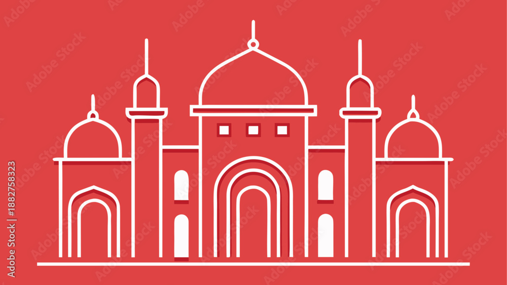 Obraz premium Illustrated mosque with multiple minarets