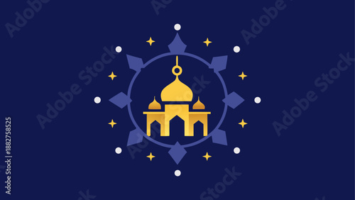 Golden mosque encircled by stars