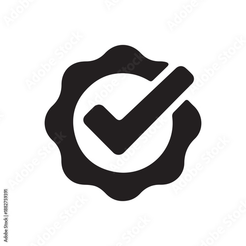 Approved verification checkmark badge solid silhouette icon