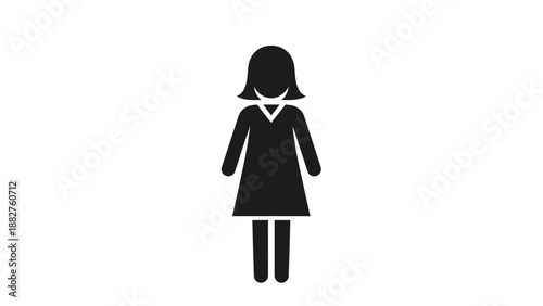 Simple Black Silhouette of a Woman Standing.