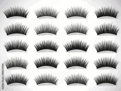 Collection of various false eyelashes for beauty and makeup