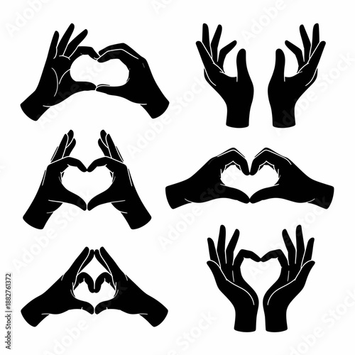 Heart Gestures Collection: A set of six unique hand gestures, each meticulously crafted to form a heart shape, radiating love, affection, and connection. 