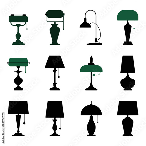 Vintage Lamp Silhouettes: A collection of vintage lamps, their silhouettes elegantly displayed in varying designs.