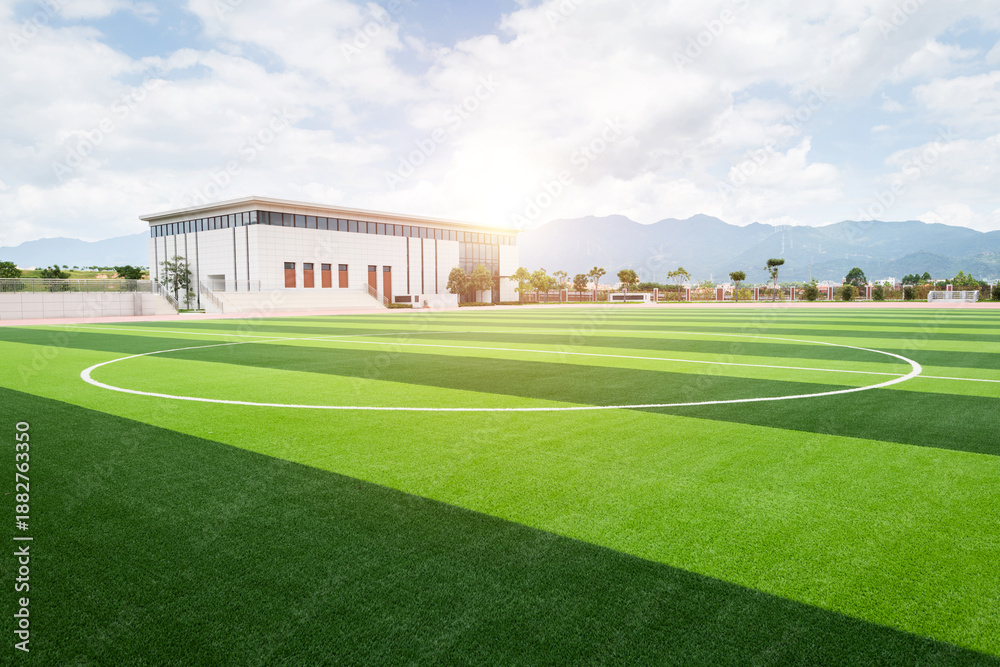 Fototapeta premium Empty football field in the school