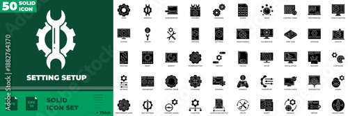 Setting Setup Solid Editable Icons set
