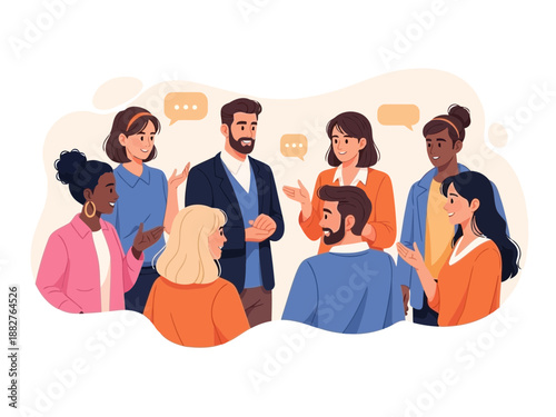Business people discussion meeting with speech bubbles