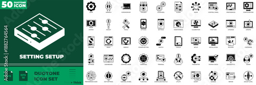 Setting Setup Duotone Editable Icons set
