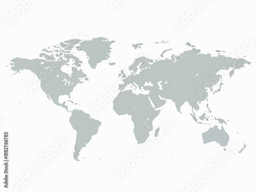 World map with countries and continents outlined in grey