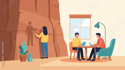 Ancient cave art meets modern work-from-home setup