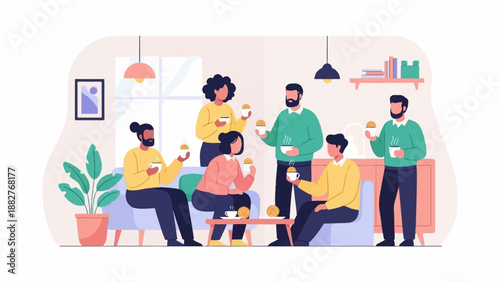 Casual gathering with coffee and snacks