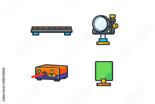 Four scientific experiment equipment icons
