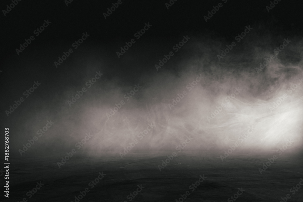 Fototapeta premium A dark empty street, dark blue background, an empty dark scene, neon light, spotlights The asphalt floor and studio room with smoke float up the interior texture