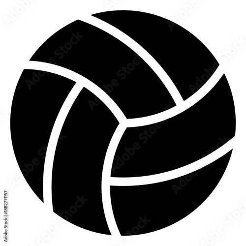 Black Silhouette Volleyball Ball for Sport Activities