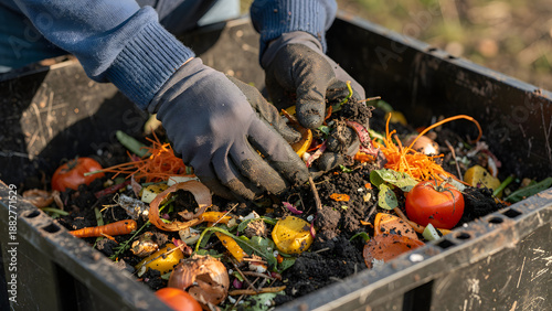 Composting food waste in home garden