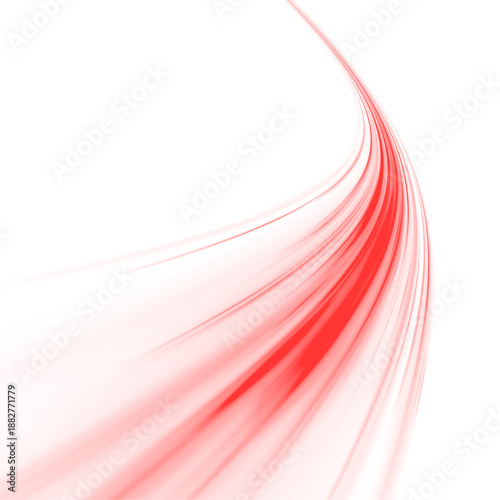 Neon red laser lines curve along  city highway. Motion lines, glowing wave energy, blood streaks, police lights depict dynamic futuristic traffic movement. Vector illustration PNG.