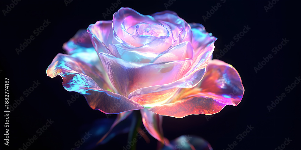 Fototapeta premium A Glowing Holographic Rose