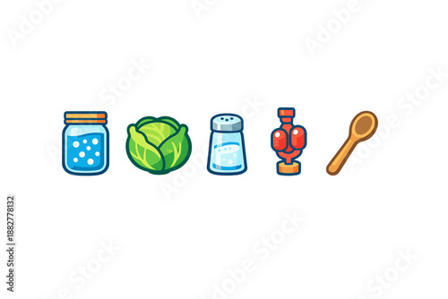 Collection of Cooking Icons on Dark Background