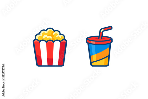 Popcorn and soda cup on a dark background
