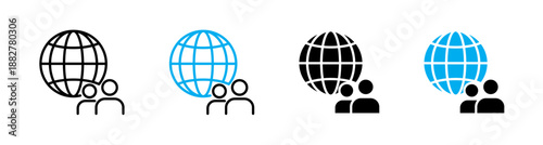 Social Responsibility and Global Community Icon with World Globe and People vector illustration
