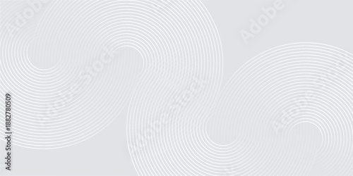 Abstract white glowing geometric lines on gray background. Modern shiny blue circle lines pattern. Futuristic technology concept