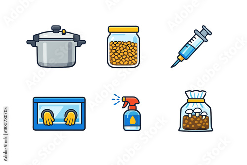 Mushroom cultivation icons