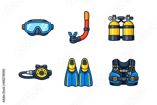 Scuba Diving Equipment Icons