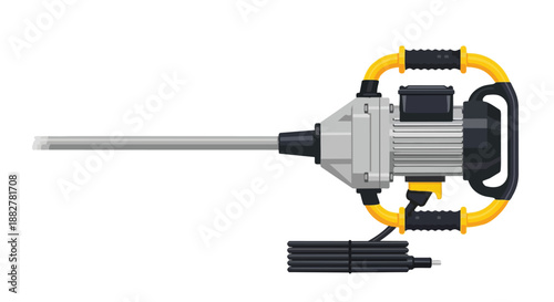 Concrete vibrator tool for construction work, industrial equipment for compacting cement