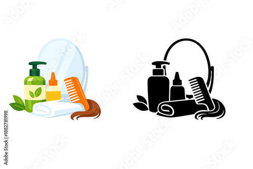 Hair care products with mirror and comb