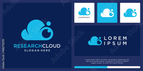 Research cloud logo design with eye ball.
