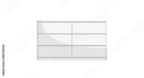 Modern White Dresser Illustration, Minimalist Chest of Drawers Furniture Design