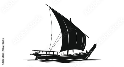 a detailed illustration depicts a traditional sailing ship with prominent sails against a stark white background a graceful silhouette high quality