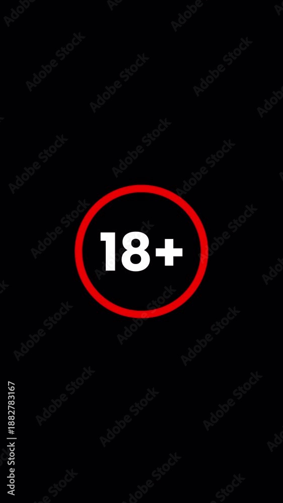 Dynamic Animated 18 Plus Age Restriction Sign Forming, Red Prohibition ...