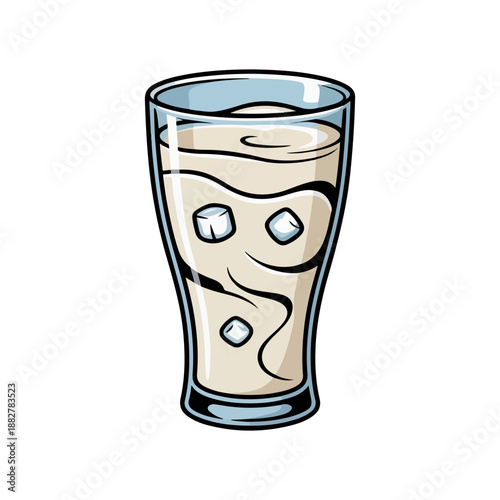Calpis Drink Vector Illustration of Japanese Cultured Milk Beverage with Ice