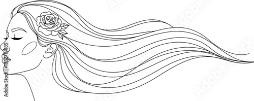 Beautiful mother's day portrait of a smiling woman with flowing hair