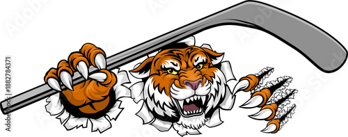 Photography A tiger ice hockey team cartoon animal sports mascot