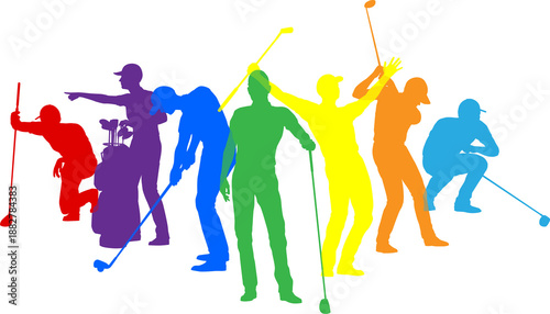 Silhouette golf player set....