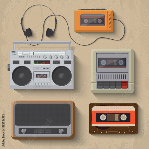 Geek accessories. Vector illustration