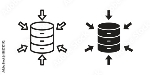 Data aggregation icon concept template. linear or solid icon collection