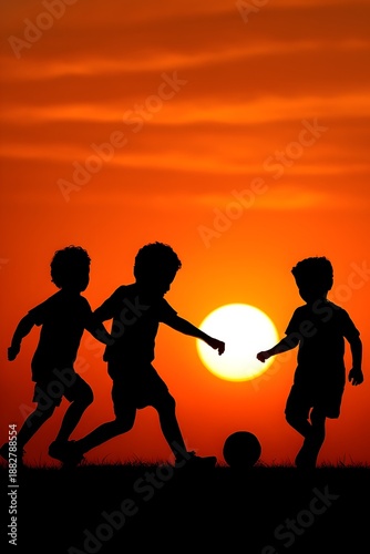 children playing with ball evening ba