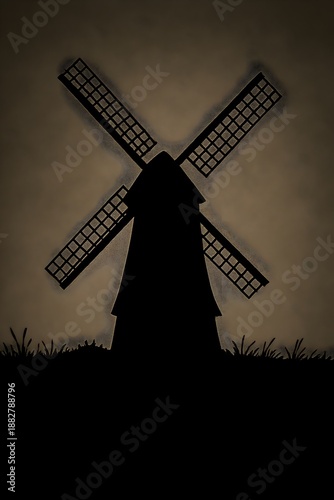 old windmill in the evening