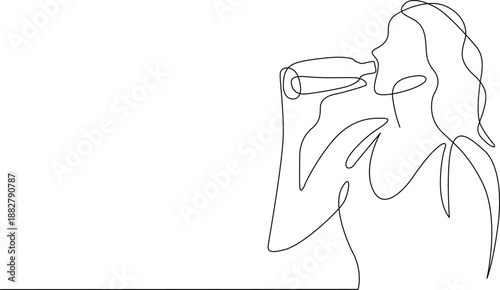 Woman drinking from a glass Vector